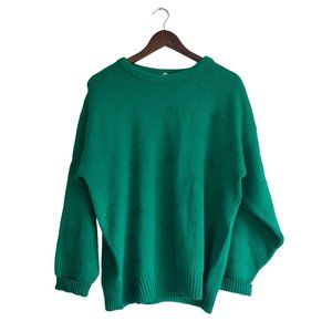 VINTAGE | St. Patrick's Lucky Shamrock Scoop Neck Sweater (Size L)